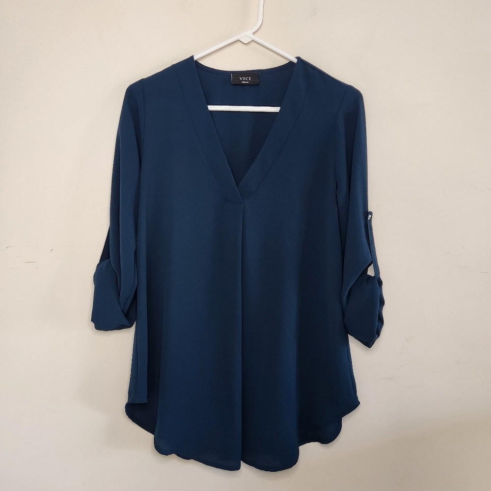 Women's Vivi Teal Top Blouse Sz Small